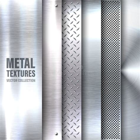 Realistic Brushed Metal Textures Set Polished Stainless Steel