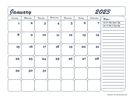 2023 Monthly Blank Calendar Template Free Printable Templates