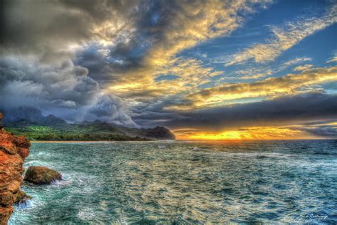 Kauai Sunrise Spectacular Hawaiian Seascape Landscape Art Photograph By