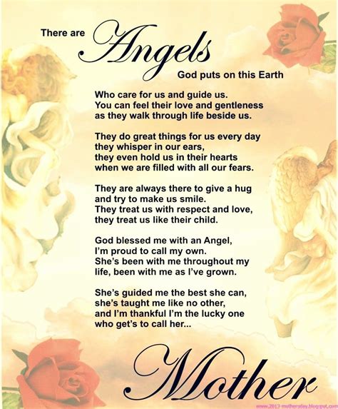 There Are Angels God Puts On The Earth Happy Mothers Day Poem Mom