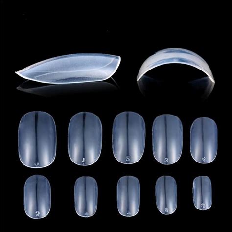 500pcsbag Nail Tips Natural Clear Color 10 Size Short Oval Full Cover
