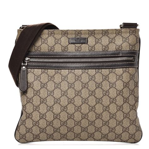 Gucci Gg Supreme Monogram Small Flat Messenger Bag Dark Brown 249045
