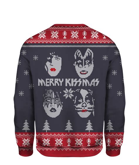 official kiss band merry kissmas ugly christmas sweater