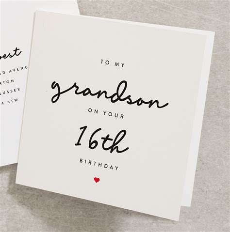 16th Birthday Card For Grandson To My Grandson On Your 16th Etsy Uk