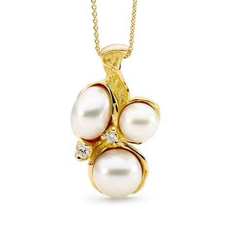 Abstract Pearl And Diamond Pendant Linneys Jewellery