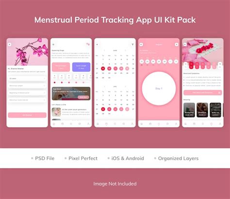 premium psd menstrual period tracking app ui kit pack
