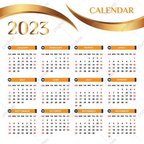 2023 Calendar Planner Vector Png Images 2023 Calendar With Yellow