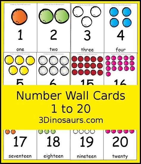Individual Number Number Flash Cards Printable 1 20 Unbrickid