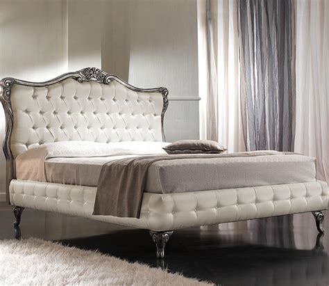 French Tufted Bed Silver And Ivory