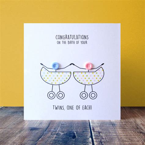 Newborn Twins Congratulations Button Card By Mrs L Cards