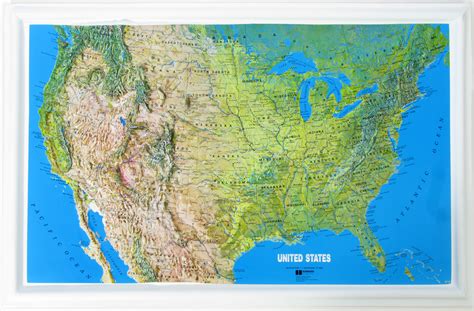 Us Mainland Natural Color Relief Ncr Series Raised Relief 3d Map