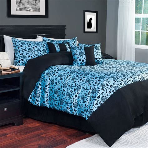 Blue queen comforter sets that are available on the site are woven fabrics and made from the finest quality cotton, polyester fiber, etc for maximum comfort and style. Windsor Home Floral Demask Sky Blue 7-piece Comforter Set ...
