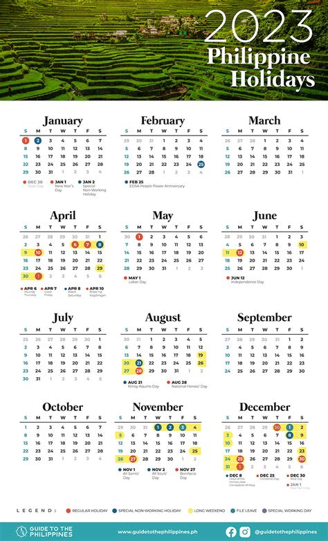 Philippine Holiday Calendar 2023 Printable Pelajaran