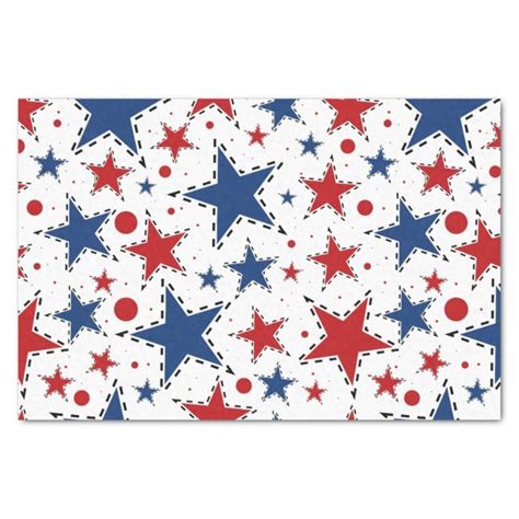 Red White And Blue Stars Print Pattern Tissue Paper Zazzle Blue