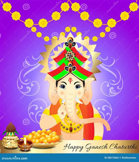 Happy Ganesha Chaturthi Celebration Background with Lord Ganesha Stock