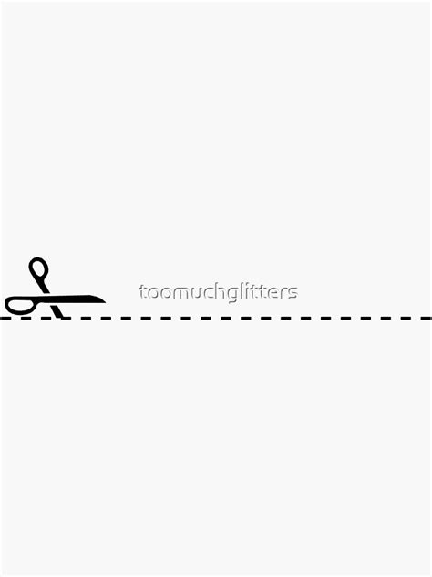 Cut Here Dotted Line Sticker For Sale By Toomuchglitters Redbubble