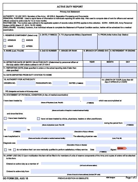 Download Fillable Dd Form 220