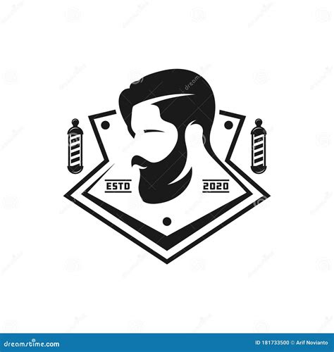 Vintage Logo Design Of Men`s Hair Salon Stock Vector Illustration Of