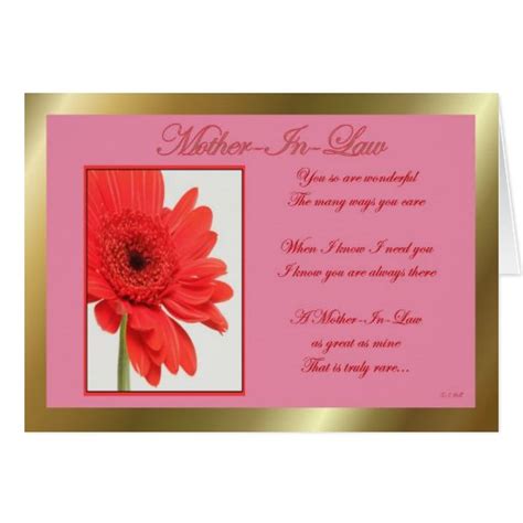 Happy Mother In Law Day Mother In Law Card Zazzle