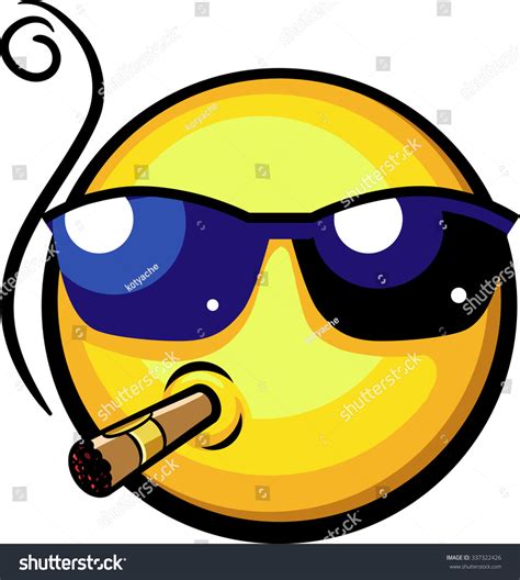 Cool Emoji Wearing Sun Glasses Smoking Stock Vector 337322426