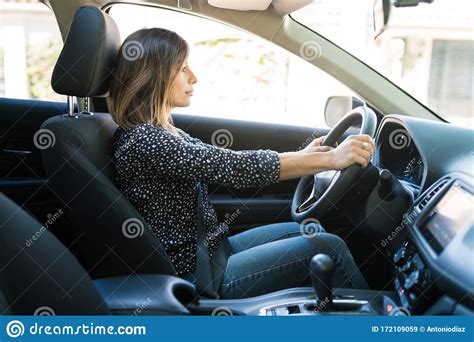 Woman On Driver Seat In Car Stock Image Image Of Leisure Traveling 172109059
