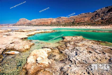 Balos Lagoon On Crete Island With Azure Clear Water Greece Europe