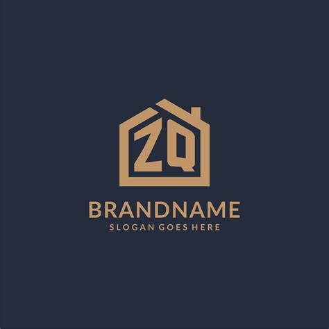 Initial Letter Zq Logo With Simple Minimalist Home Shape Icon Design