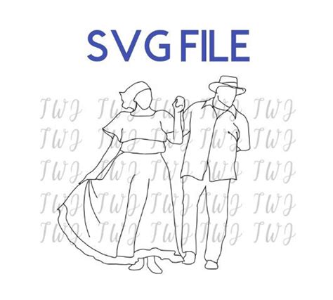 Quadrille Dancing Couple Outline Svg File For Cricut Machines Etsy