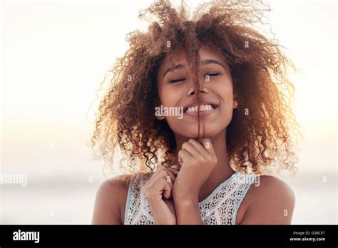 Having A Great Hair Day At The Beach Stock Photo Alamy