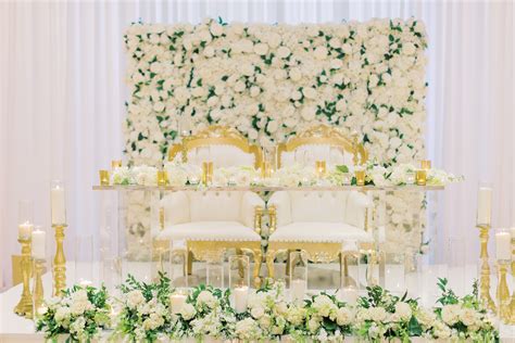 White Flower Wall Sweetheart Table Backdrop Wedding Rental Company