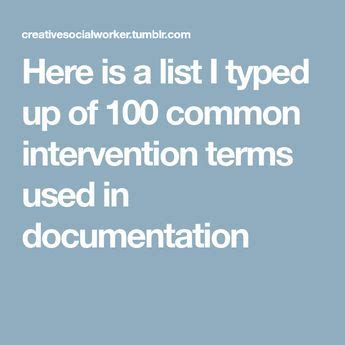 Here Is A List I Typed Up Of 100 Common Intervention Terms Used In