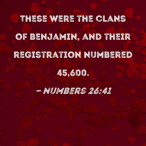 Numbers 2641 These Were The Clans Of Benjamin And Their Registration
