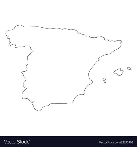 Spain Solid Black Outline Border Map Of Country Vector Image