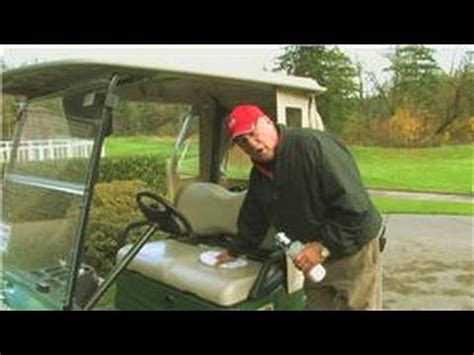 This is the warm water removing excess dirt and dust from the vinyl, not a discoloration due to the bleach. Golf Tips & Etiquette : How to Clean Golf Cart Seats - YouTube