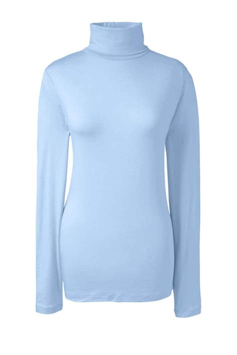 Lands End Women Lwcm Shaped Turtleneck Largeight Crystal Blue Tall X
