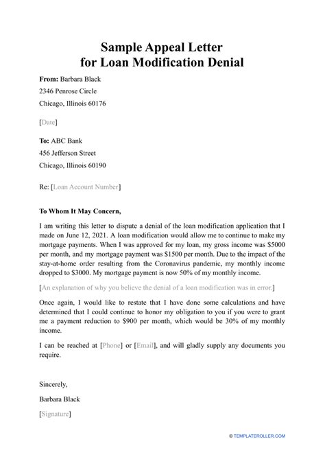 Sample Appeal Letter For Loan Modification Denial Fill Out Sign
