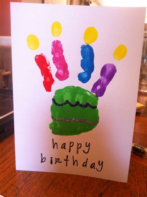 Every child enjoys making a birthday card for their mom or dad and we can . DIY happy birthday card. Easy for kids. Paint hand ...