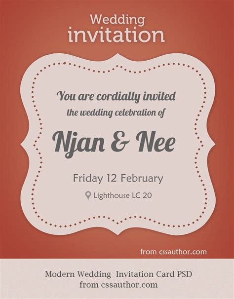 This is easy to edit and fully customizable in all versions of photoshop and illustrator. Modern Wedding Invitation Card PSD for Free Download ...