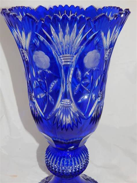 Beautiful Cobalt Blue Cut Glass Vase At 1stdibs