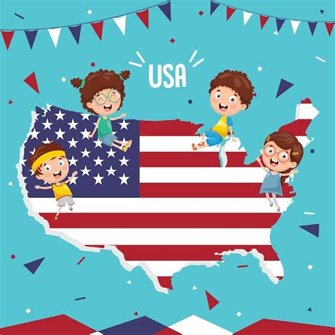 Icono De La Bandera De Estados Unidos En Estilo De Dibujos Animados