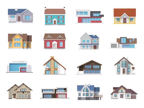 House Icons Flat 462646 Vector Art At Vecteezy