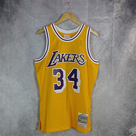 Camiseta Shaquille Oneal Ángeles Lakers Amarilla 34 Nba 96 97