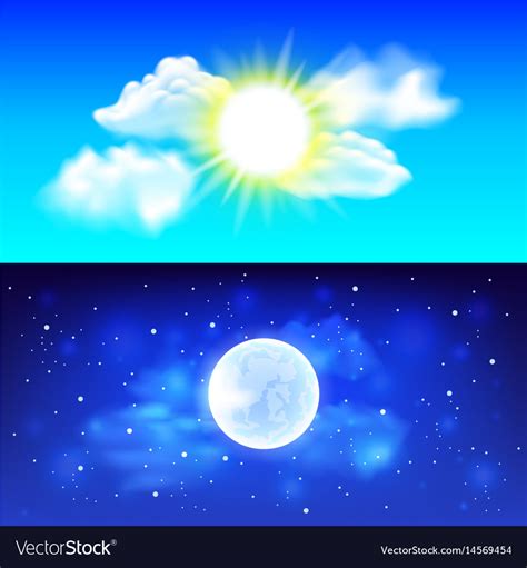 Day and night cartoon 1 of 1. Day and night sky background Royalty Free Vector Image
