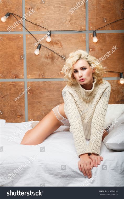 Sexy Blonde Woman On Bed Lingerie Stock Photo Shutterstock