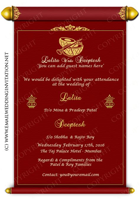 Indian Wedding Editable Hindu Wedding Invitation Cards Templates Free