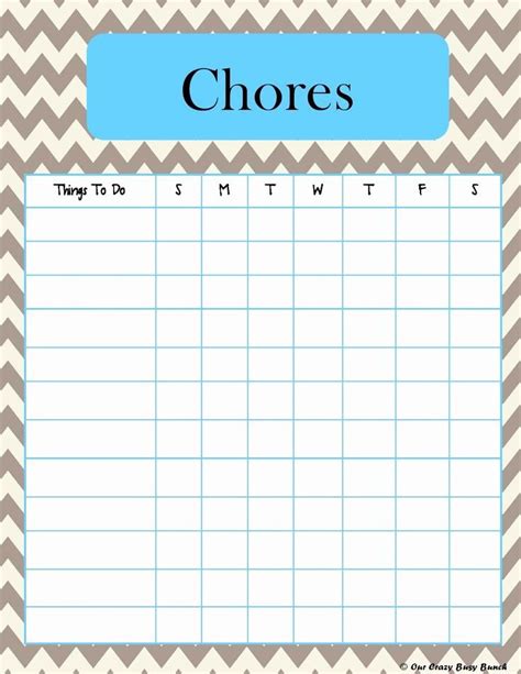 Blank Printable Chore Charts Awesome Printable Kid S Chore Charts Print