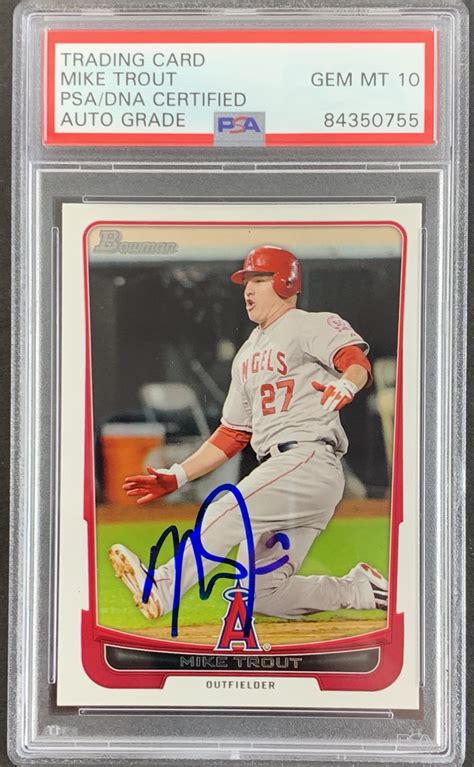 Lot Detail Mike Trout Signed 2012 Topps Rookie Card Psa Gem Mint 10