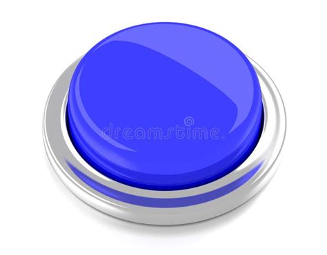 Blank Blue Push Button 3d Illustration Isolated Background Stock