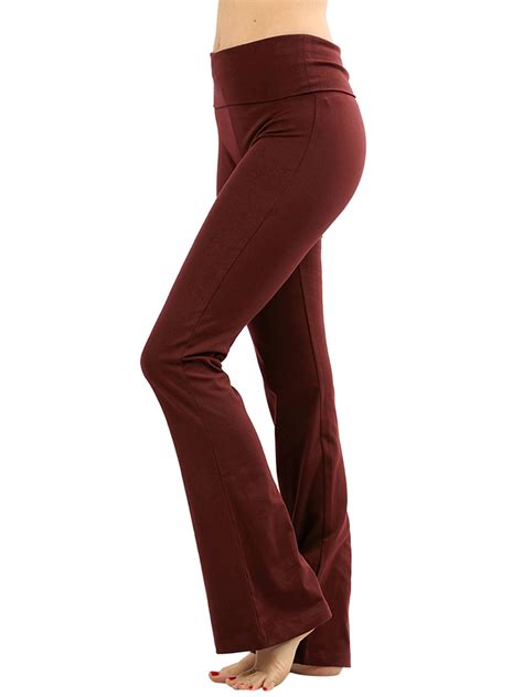 Thelovely Womens Plus Stretch Cotton Foldover Waist Bootleg Workout Yoga Pants Dk Rust M