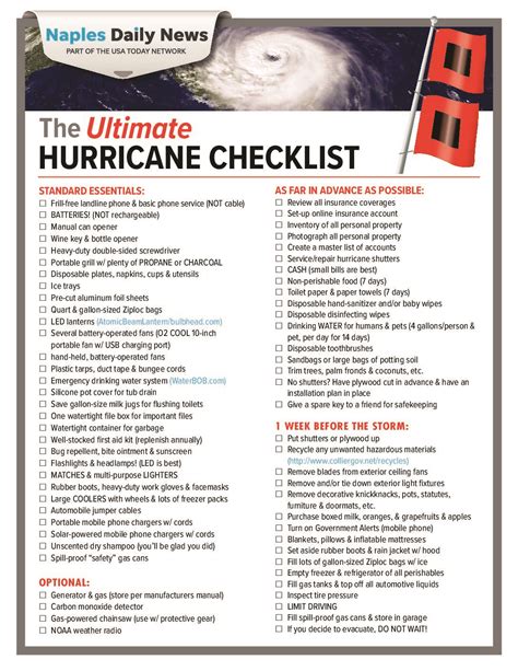 Hurricane Preparedness Checklist Printable